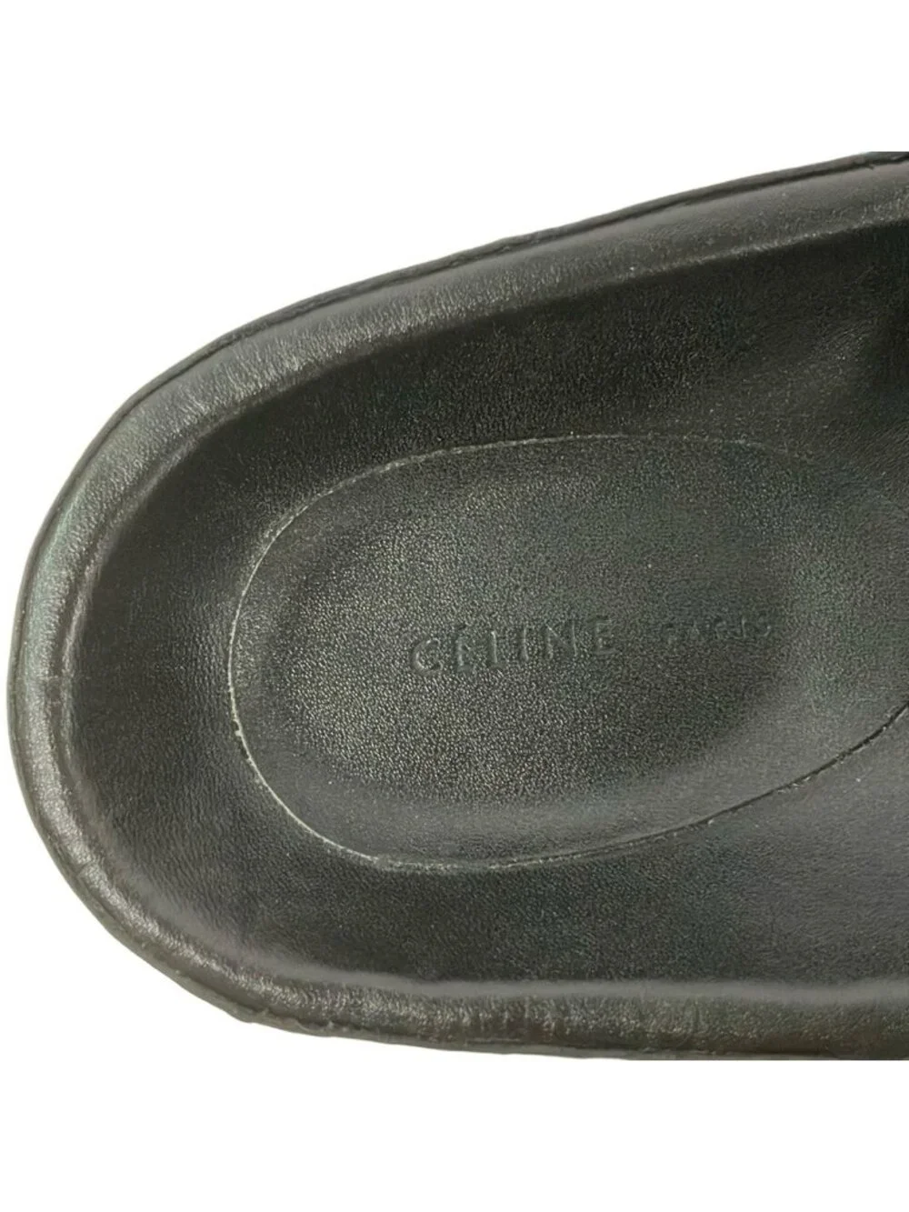 Celine Sandals 39 Black Green Leather